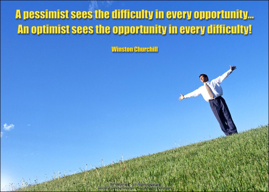 0294 A pessimist sees the difficulty in every opportunity... FREE Printable Mini-poster